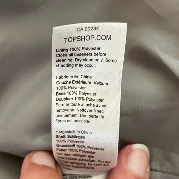 TOPSHOP | NWT!! Hooded Grey Long Sleeve Teddy Jacket, Size US 10 - Picture 7 of 9